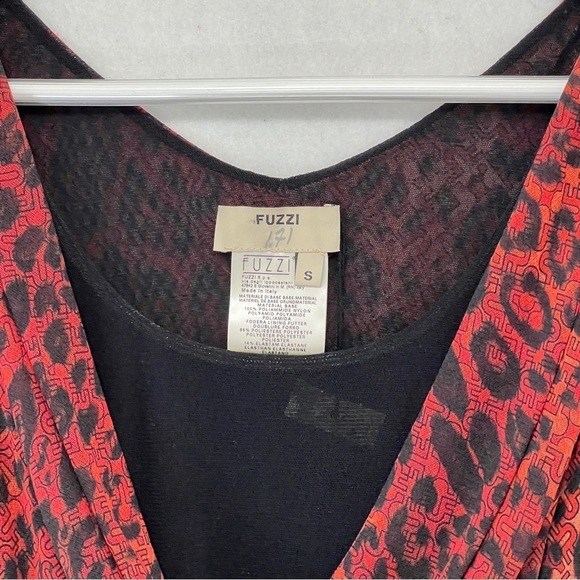 FUZZI Dress Made in Italy Ruched Bodycon Animal Print Dress Size Small - Picture 3 of 5